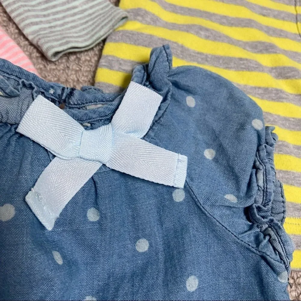 OshKosh and Carter’s Baby Girl Patterned Summer Shirt Set - 3 shirts 3-6 months
